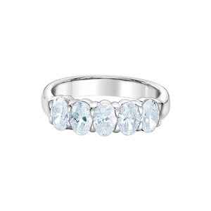 14kt White Gold 1.15ct Total Weight 5 Stone Oval Lab Grown Diamond Band