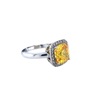 Sterling Silver Ring with Citrine and Diamonds