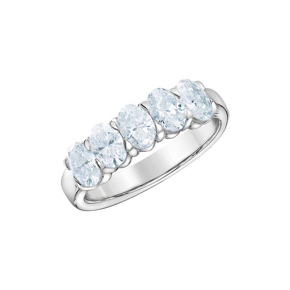 14kt White Gold 1.15ct Total Weight 5 Stone Oval Lab Grown Diamond Band