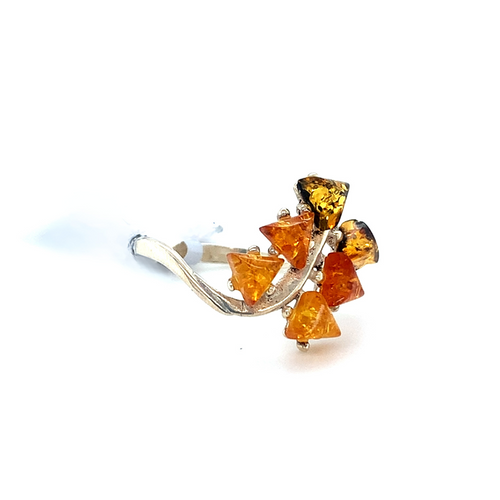Sterling Silver Ring with Amber