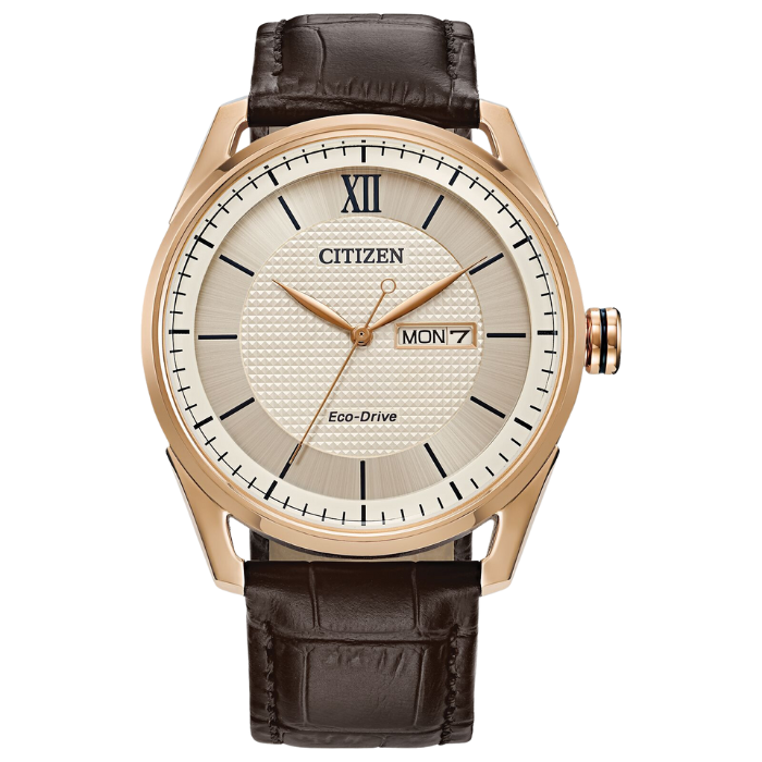 Citizen Classic Brown Leather Strap Watch AW0082-01A