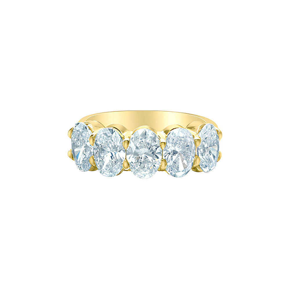 14kt Yellow Gold 1.15ct Total Weight 5 Stone Oval Lab Grown Diamond Band