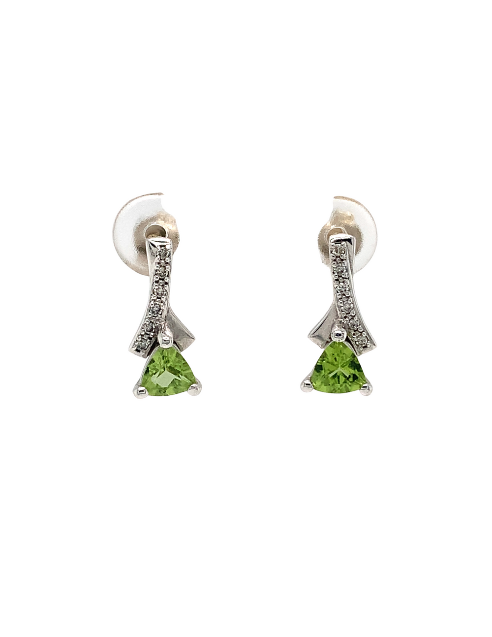 10kt White Gold Peridot Diamond Earrings