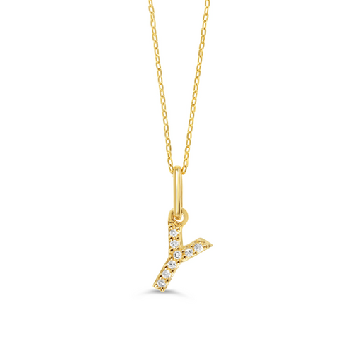 10kt Yellow Gold .03tw Diamond "Y" Initial Pendant