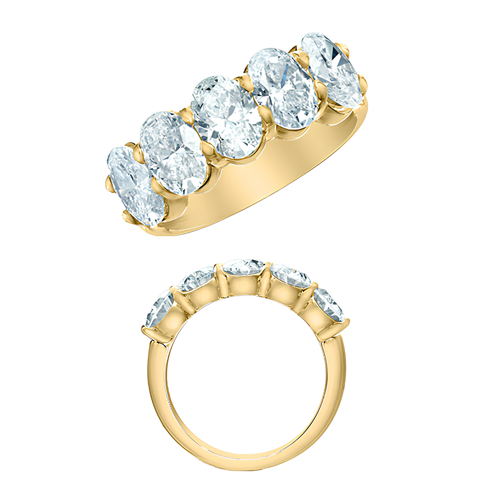 14kt Yellow Gold 1.15ct Total Weight 5 Stone Oval Lab Grown Diamond Band