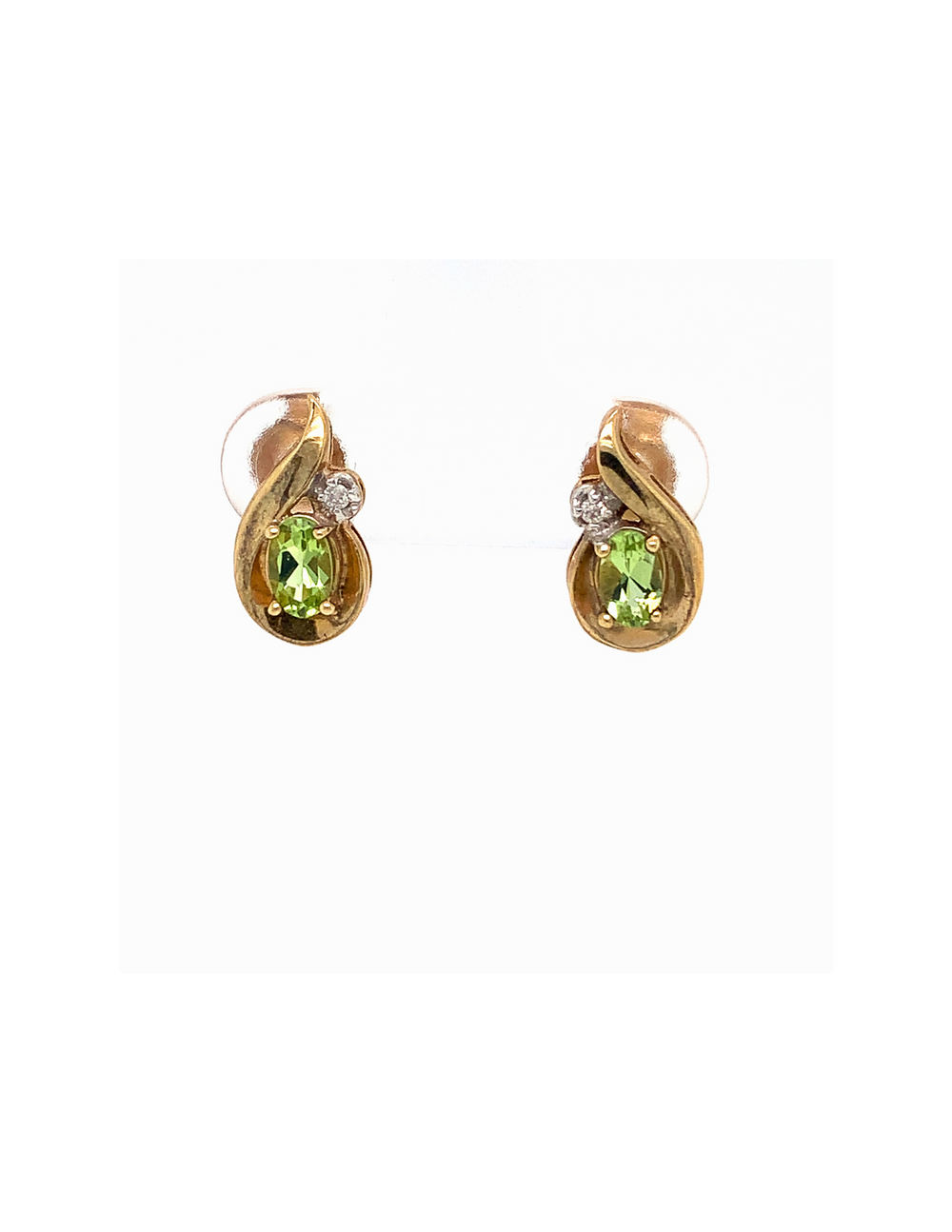 10kt Yellow Gold Peridot Diamond Earrings