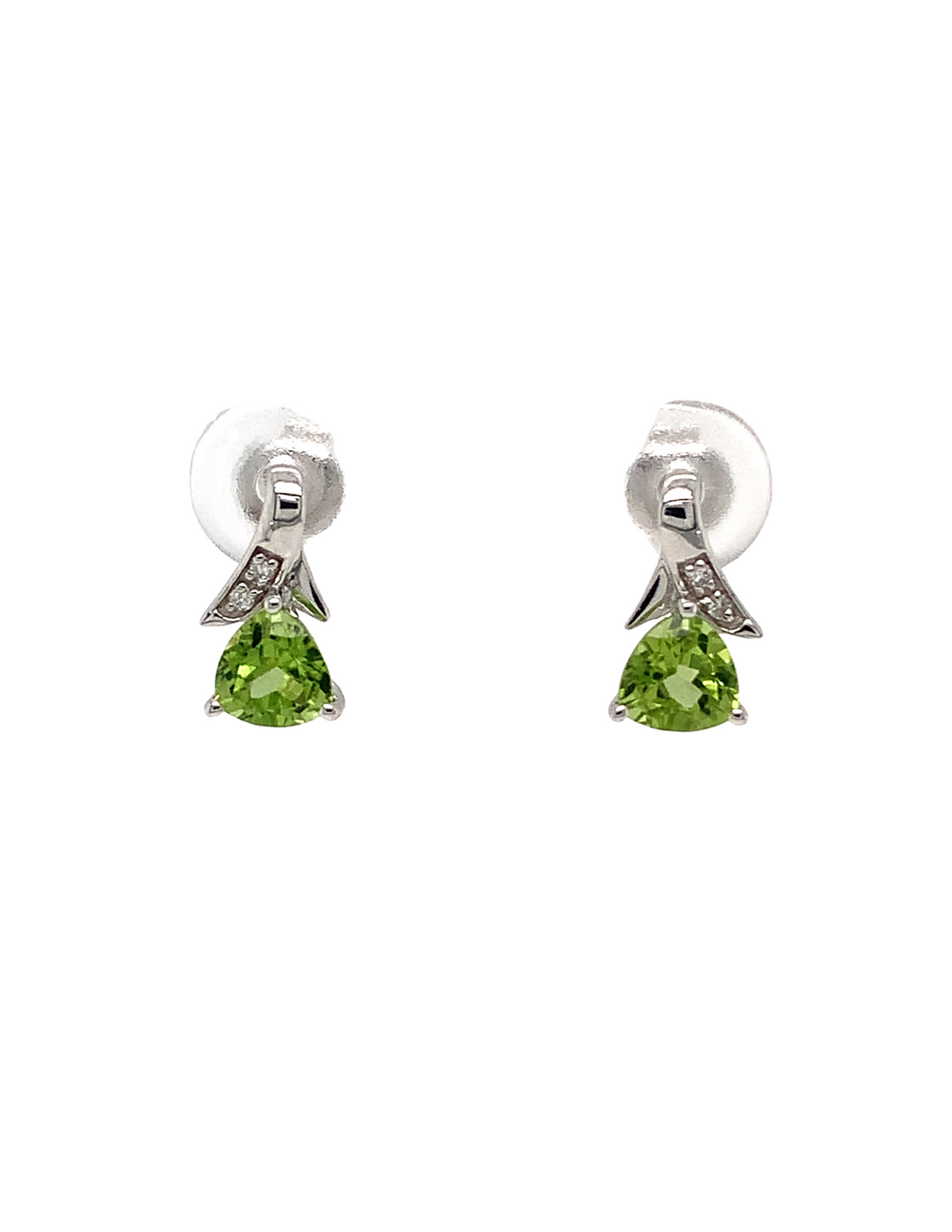 10kt White Gold Peridot Diamond Earrings
