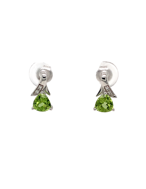 10kt White Gold Peridot Diamond Earrings