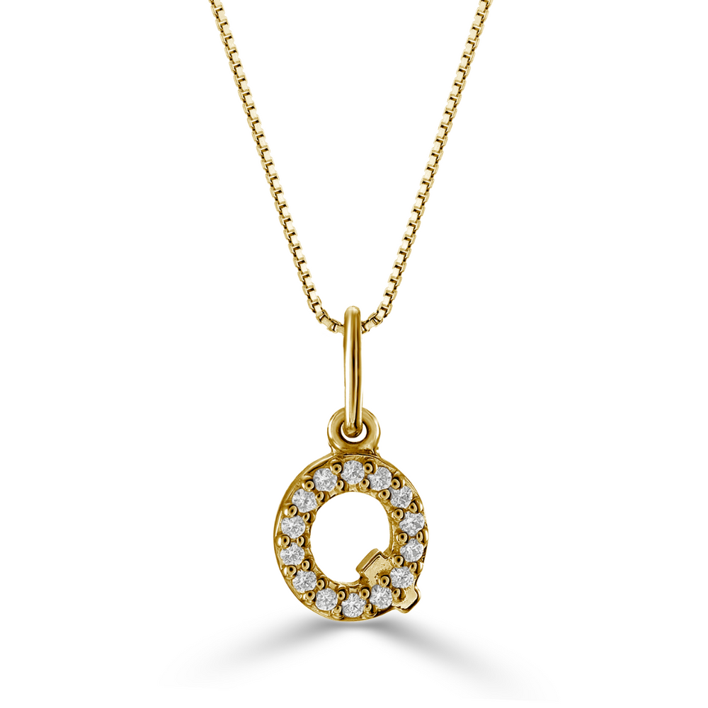 10kt Yellow Gold .05tw Diamond "Q" Initial Pendant