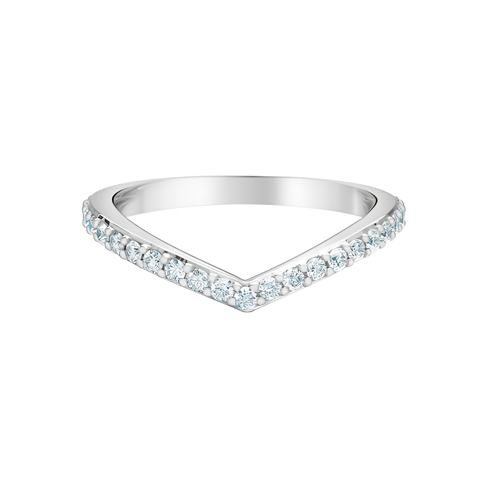 14kt White Gold Chevron Lab Grown Diamond Band