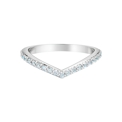 14kt White Gold Chevron Lab Grown Diamond Band