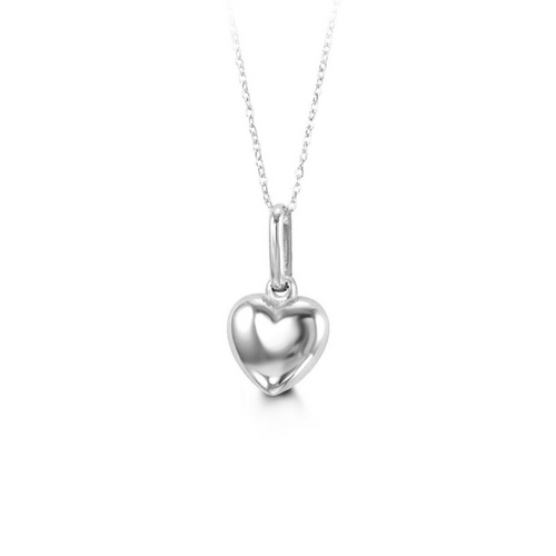 10kt White Gold Baby Hollow Heart Pendant