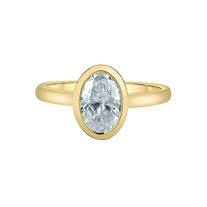 14kt Yellow Gold 3.03ct Oval Bezel Lab Grown Diamond Ring