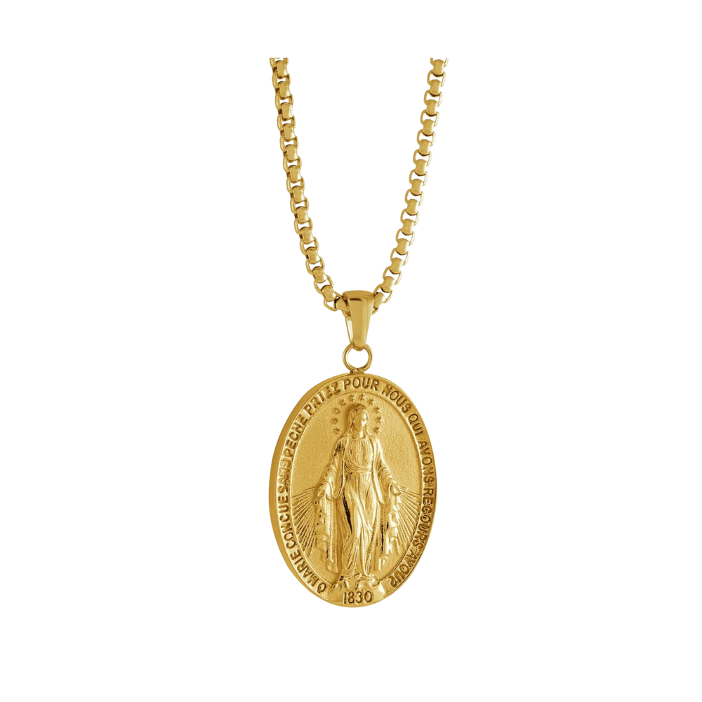 Italgem Stainless Steel Gold Plated Miraculous Mary