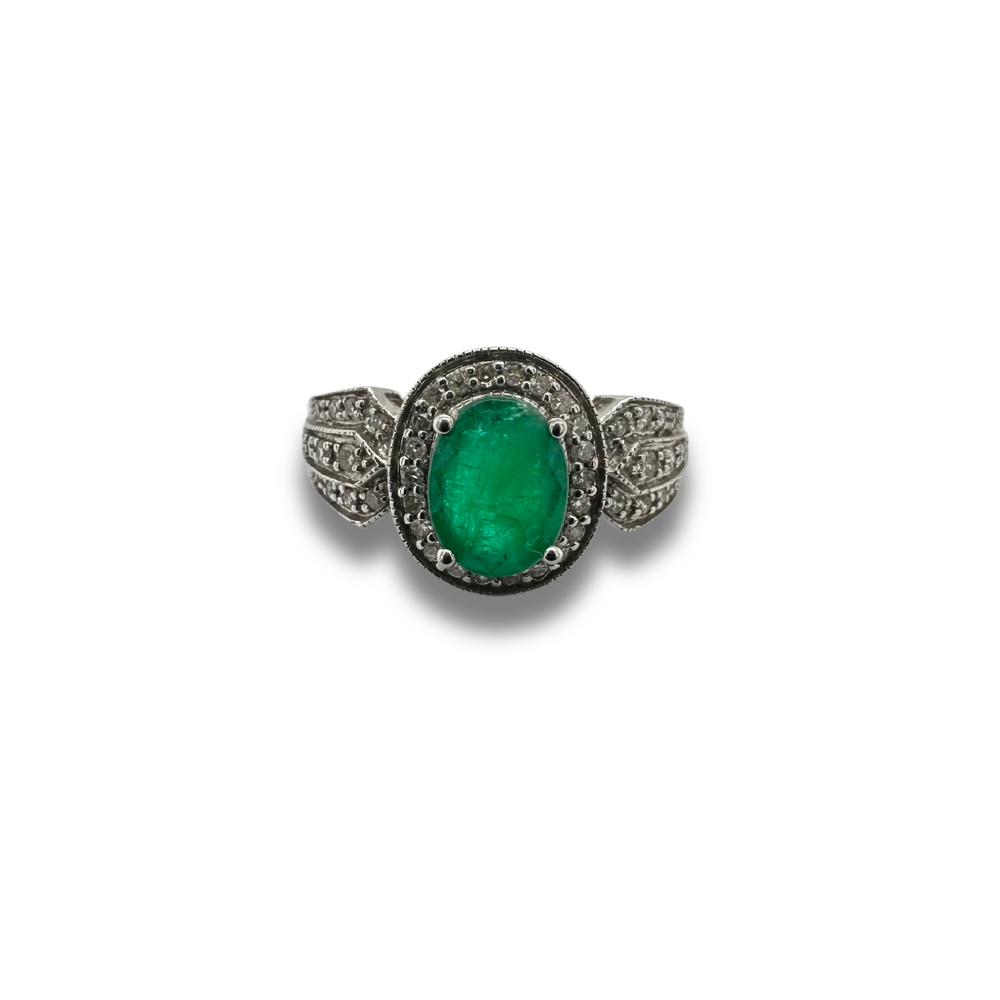14KW Emerald and Diamond Ring