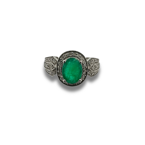 14KW Emerald and Diamond Ring