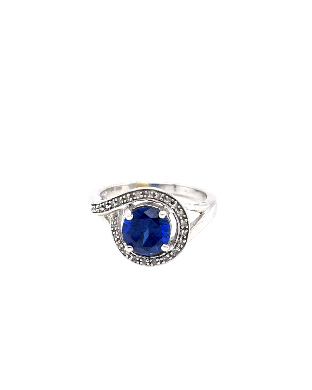 10kt White Gold Synthetic Sapphire Fancy Ring