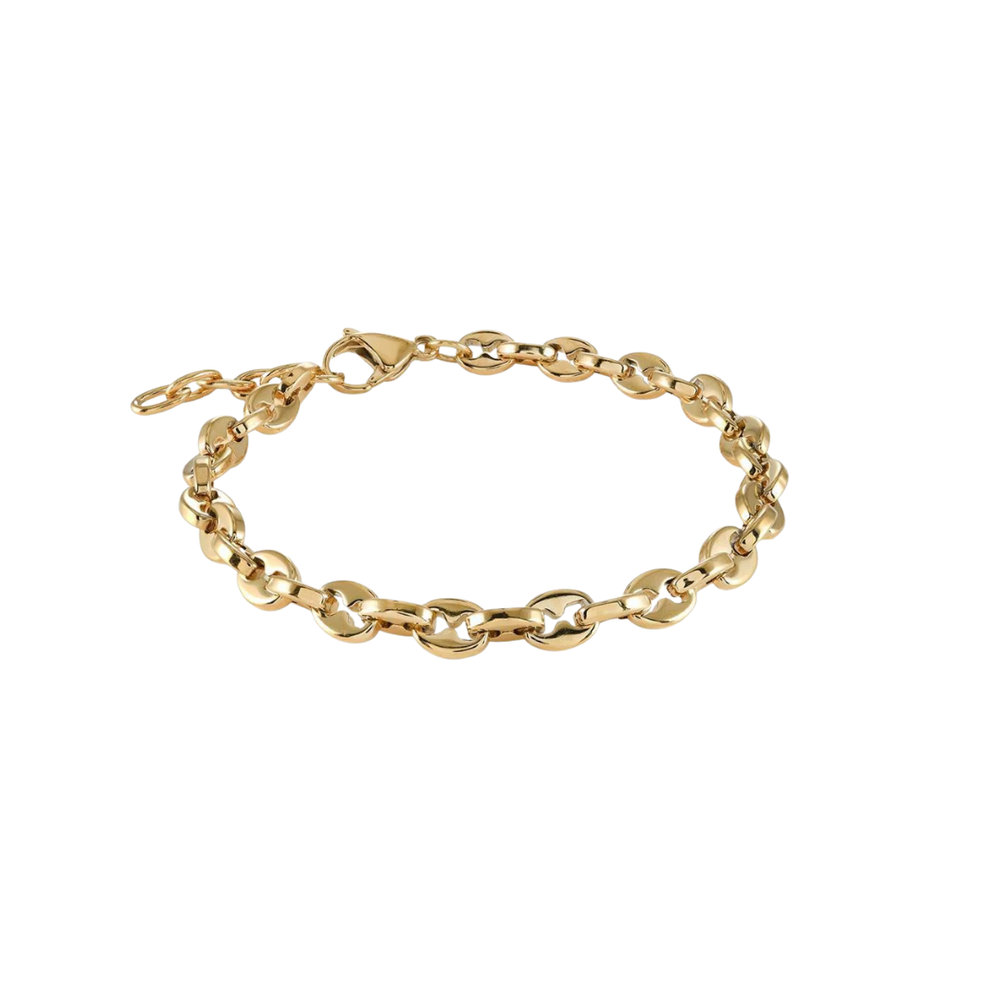 Italgem Stainless Steel Gold Plated Bean Link Bracelet
