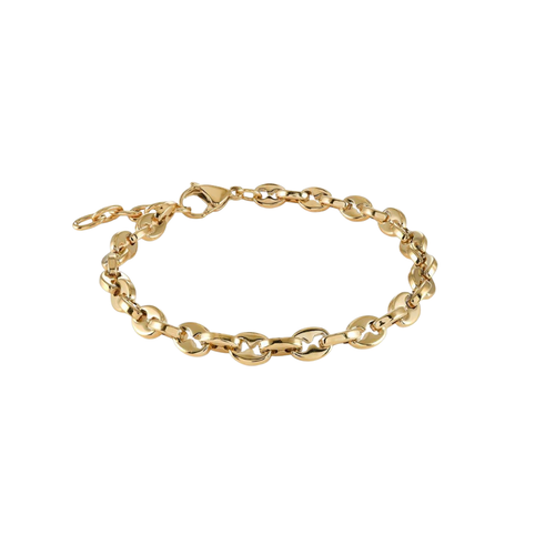 Italgem Stainless Steel Gold Plated Bean Link Bracelet