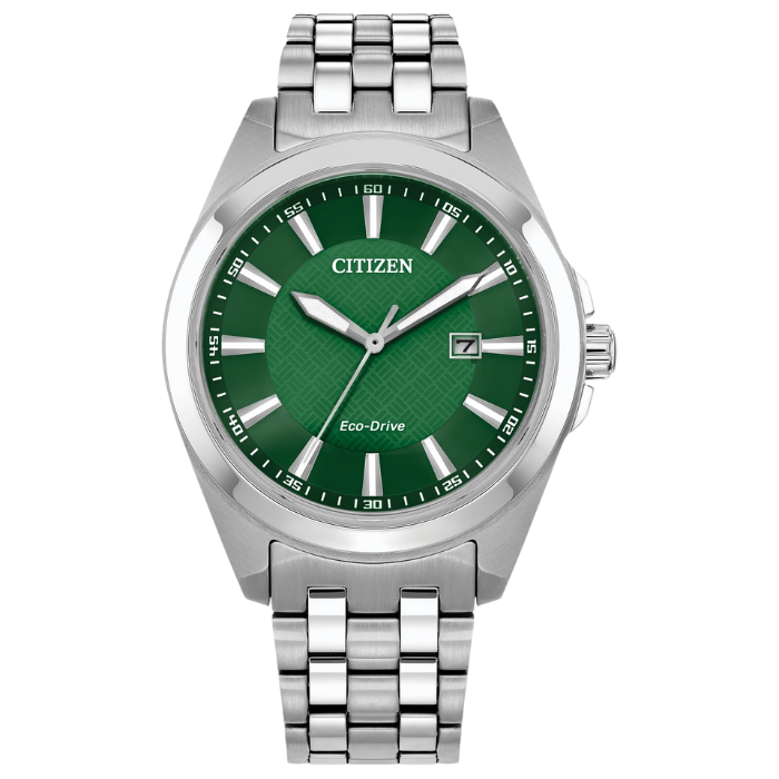 Citizen Peyton Silver Tone Green Dial Eco Drive Watch BM7530-50X