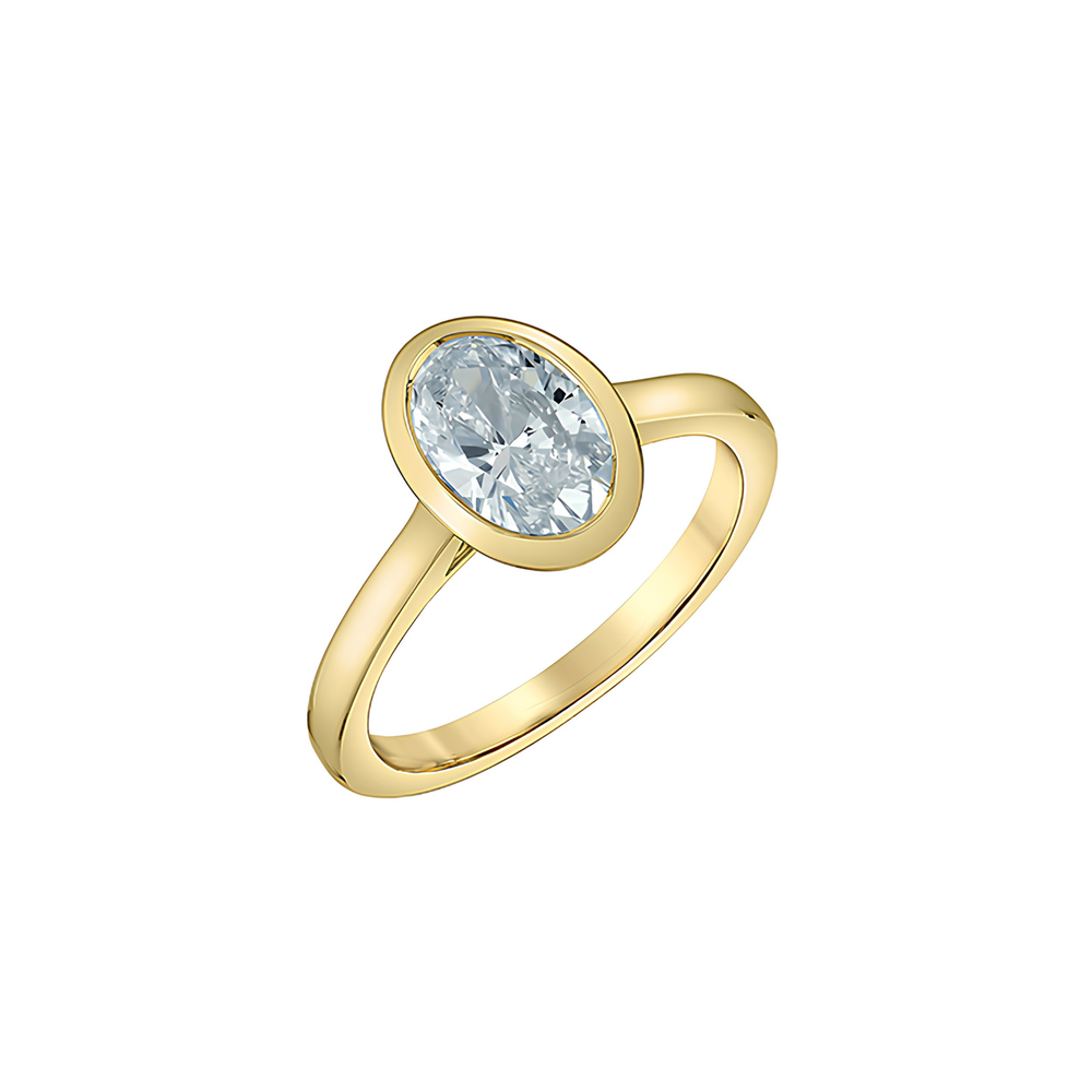 14kt Yellow Gold 3.03ct Oval Bezel Lab Grown Diamond Ring