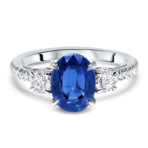 14kt White Gold 8X6 Sapphire+.15TW  Ring