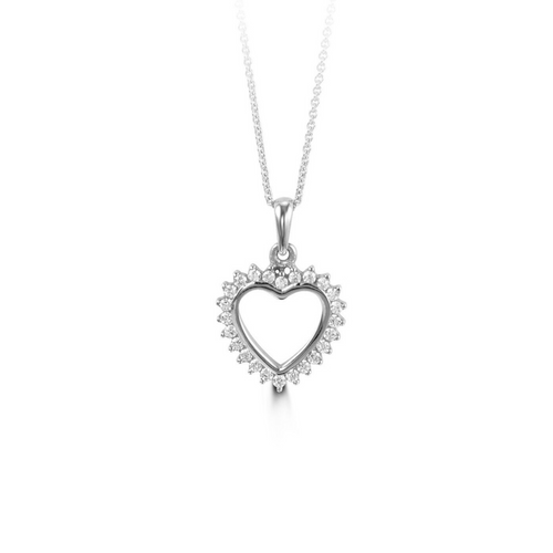 10kt White Gold CZ Heart Pendant