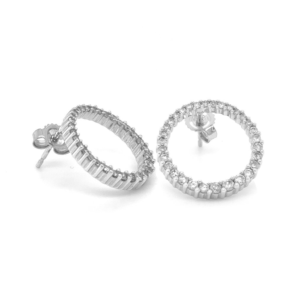 14kt White Gold .90ct Diamond Circle Stud Earrings