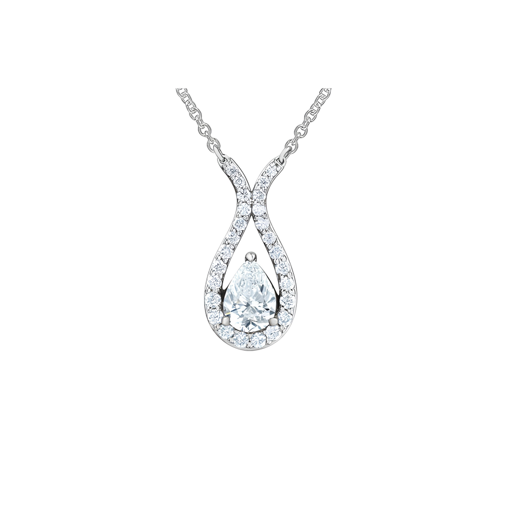 14kt White Gold 0.99tw Pear Lab Grown Diamond Pendant