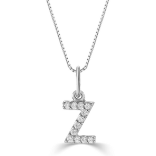 10kt White Gold .04tw Diamond "Z" Initial Pendant
