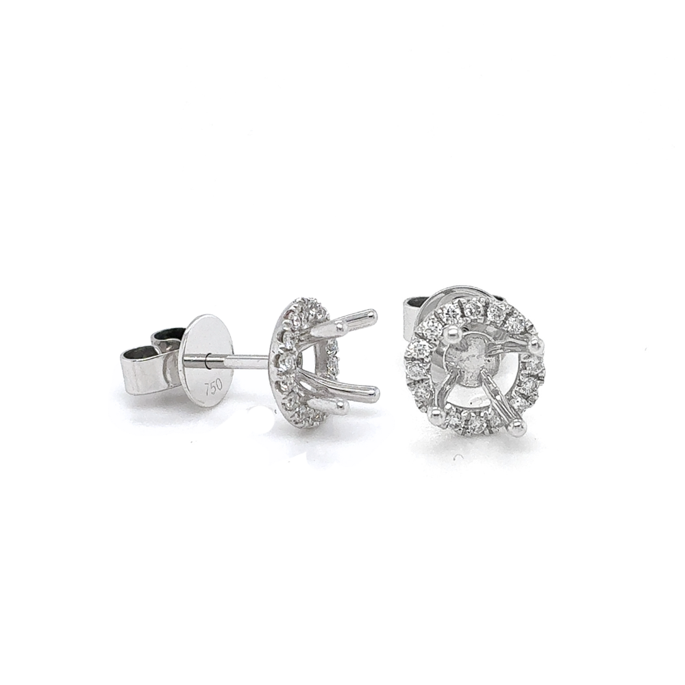 18kt White Gold .18ct Diamond Stud Earring Semi-mounts