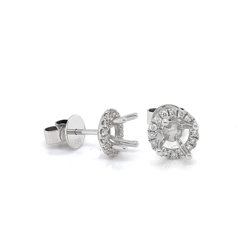 18kt White Gold .18ct Diamond Stud Earring Semi-mounts
