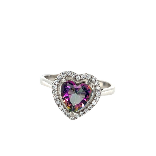Sterling Silver Ring with Mystic Topaz