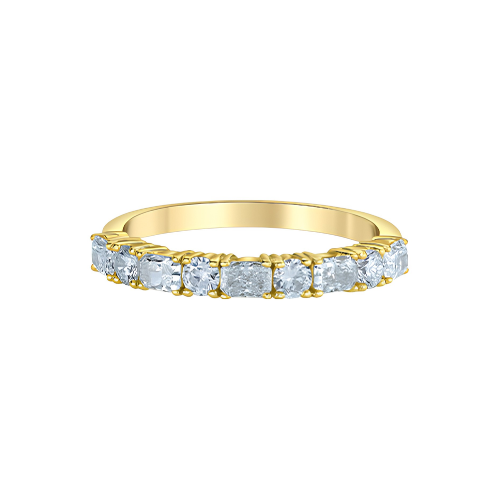 14kt White Gold 0.75ct Total Weight 9 Stone Radiant and Round Brilliant Lab Grown Diamond Band