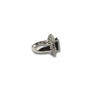 18KW Blue Sapphire and Diamond Halo Ring