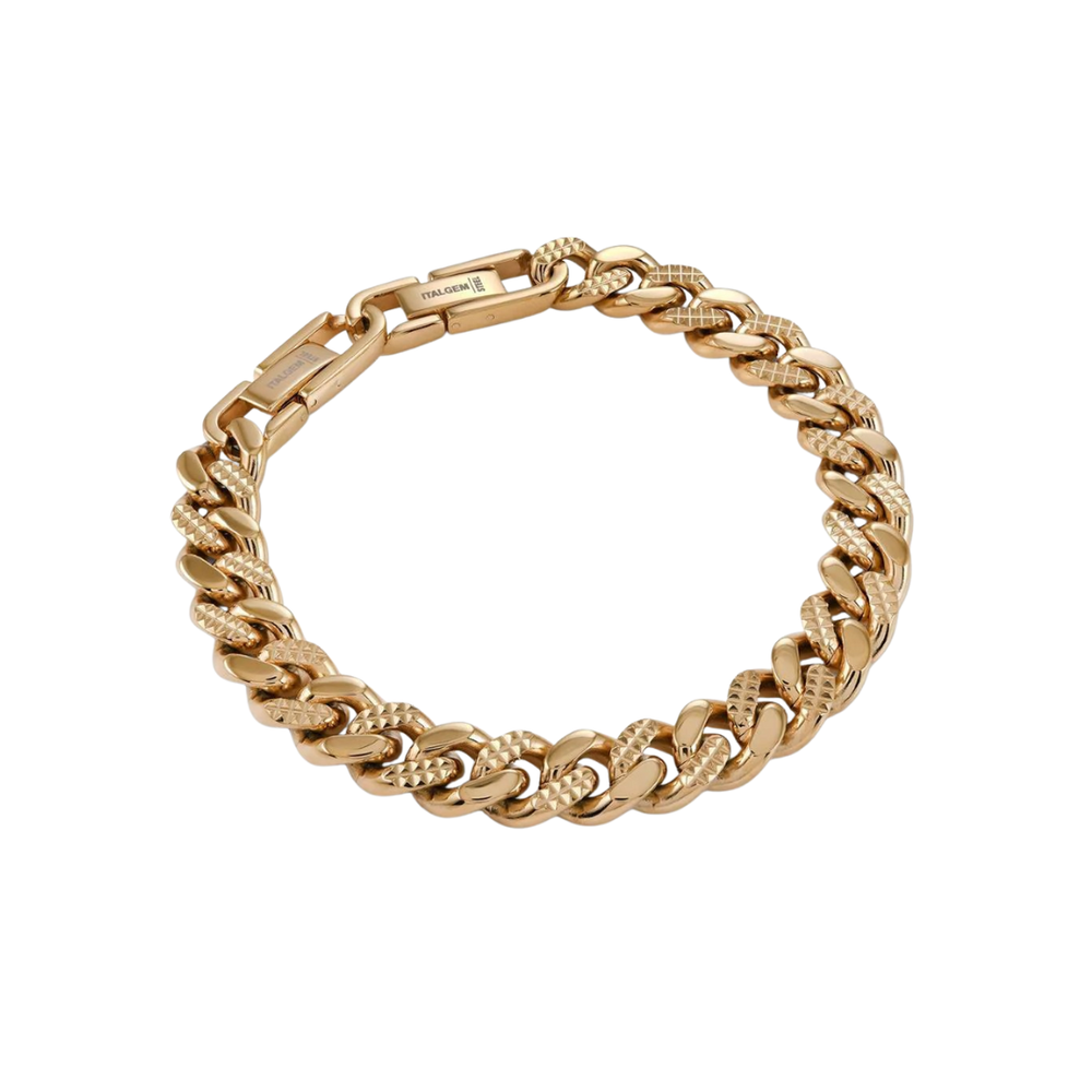 Italgem Stainless Steel Gold Plated Cuban Bracelet