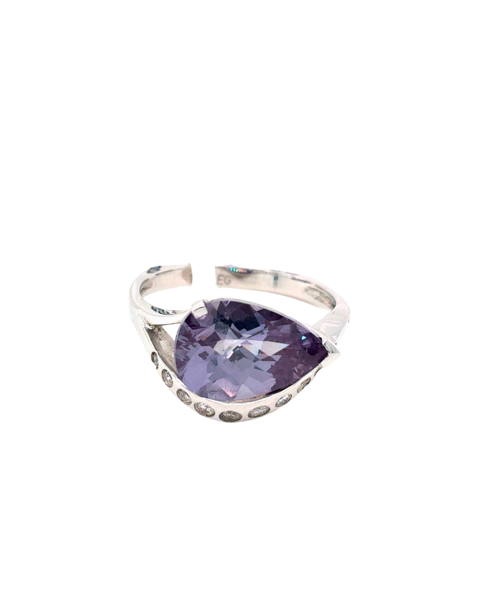 14kt White Gold Synthetic Alexandrite and Diamond Fancy Ring