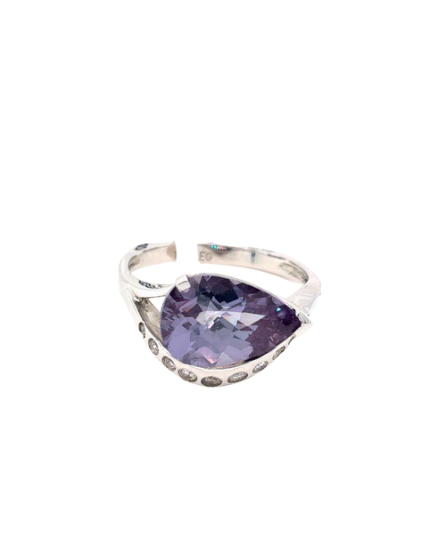 14kt White Gold Synthetic Alexandrite and Diamond Fancy Ring