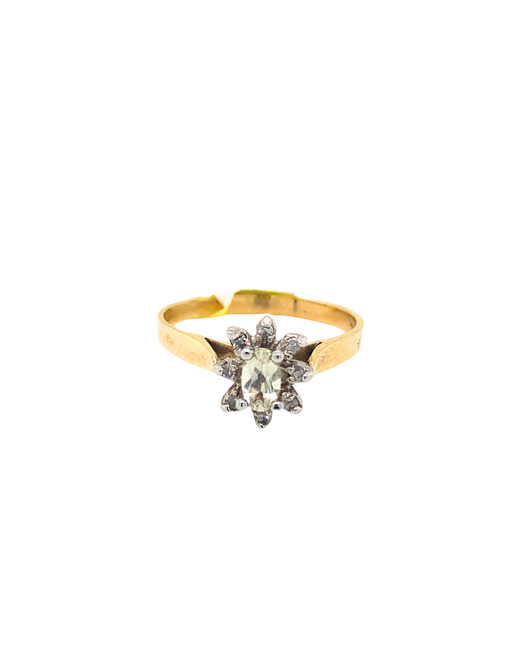 10K Yellow Gold Smokey Quartz + Diamond Ring