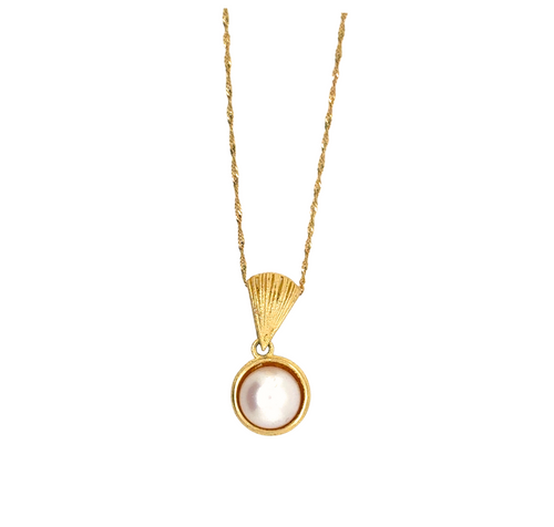 10kt Yellow Gold Synthetic Pearl Necklace
