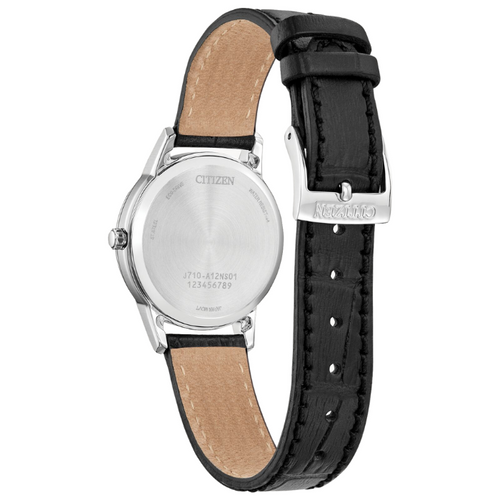 Citizen Classic Silver Tone Black Leather Eco Drive Watch FE1087-01L