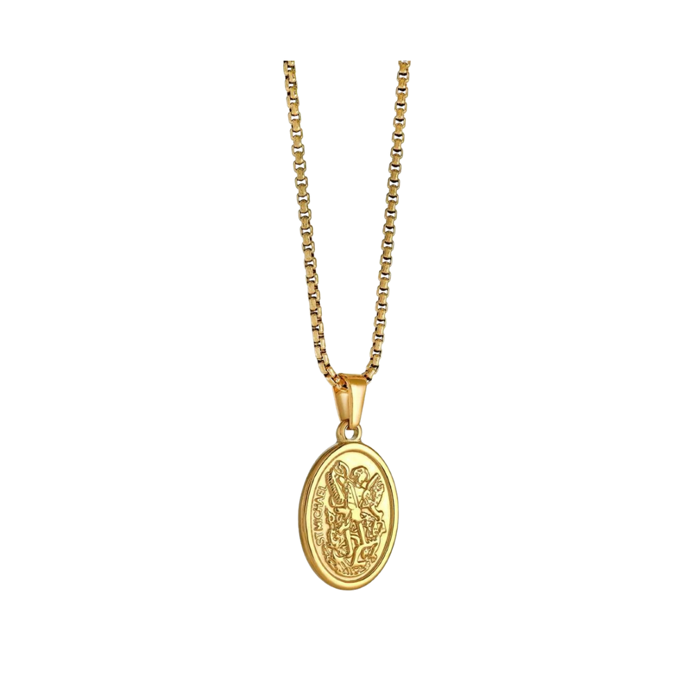 Italgem Stainless Steel Gold Plated St. Michael Necklace