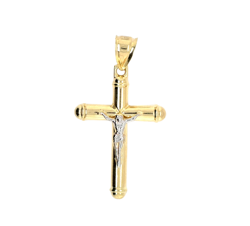 10kt Two Tone Crucifix Pendant
