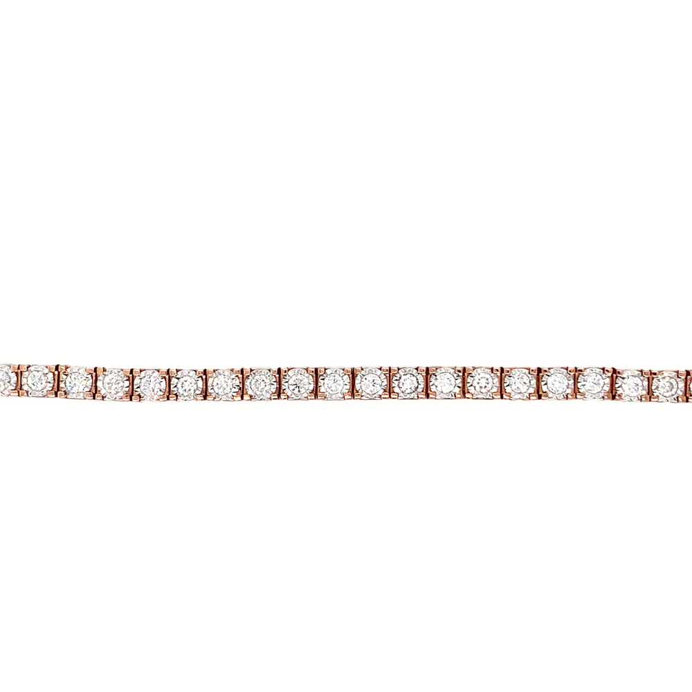 10KT Rose Gold Natural Diamond 2ct TW Tennis Bracelet
