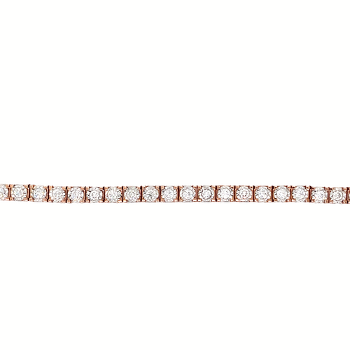 10KT Rose Gold Natural Diamond 2ct TW Tennis Bracelet