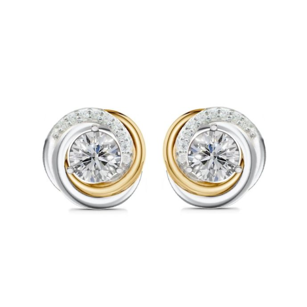 Gold Vermeil Sterling Silver .40TW Lab Grown Round Brilliant Fancy Stud Earrings