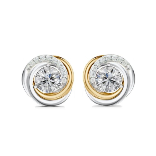 Gold Vermeil Sterling Silver .40TW Lab Grown Round Brilliant Fancy Stud Earrings