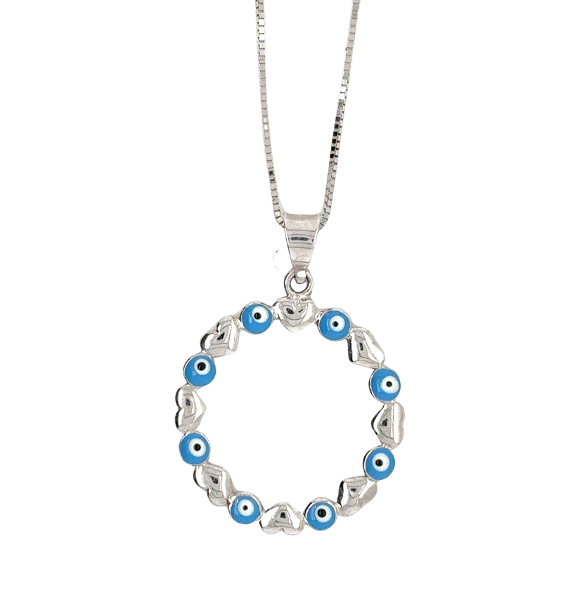 10kt White Gold Evil Eye Pendant