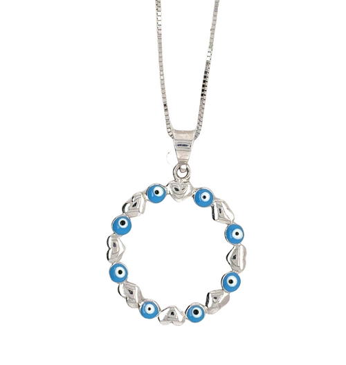 10kt White Gold Evil Eye Pendant
