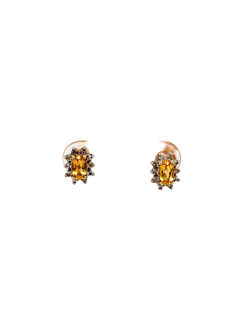 10KT White Gold Citrine Diamond Earrings
